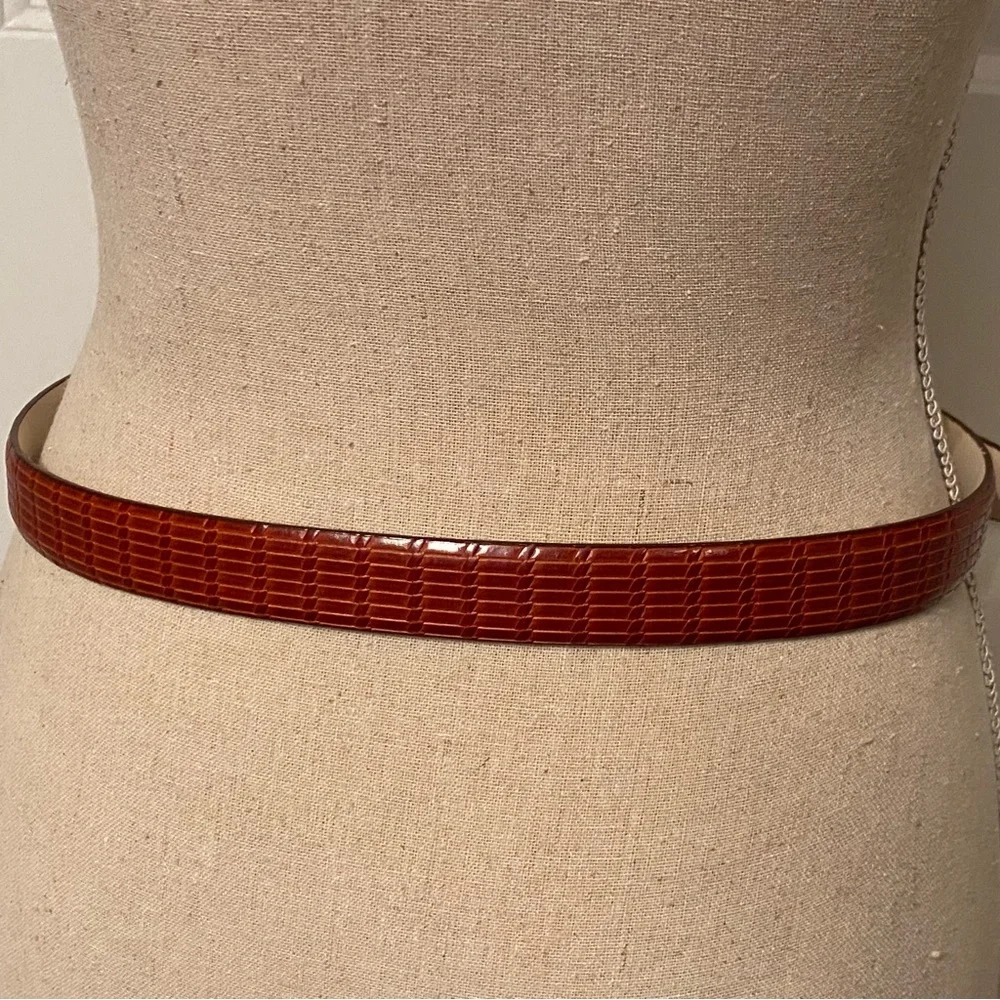 TALBOTS BELT BROWN CROC LOOK LEATHER SIZE L